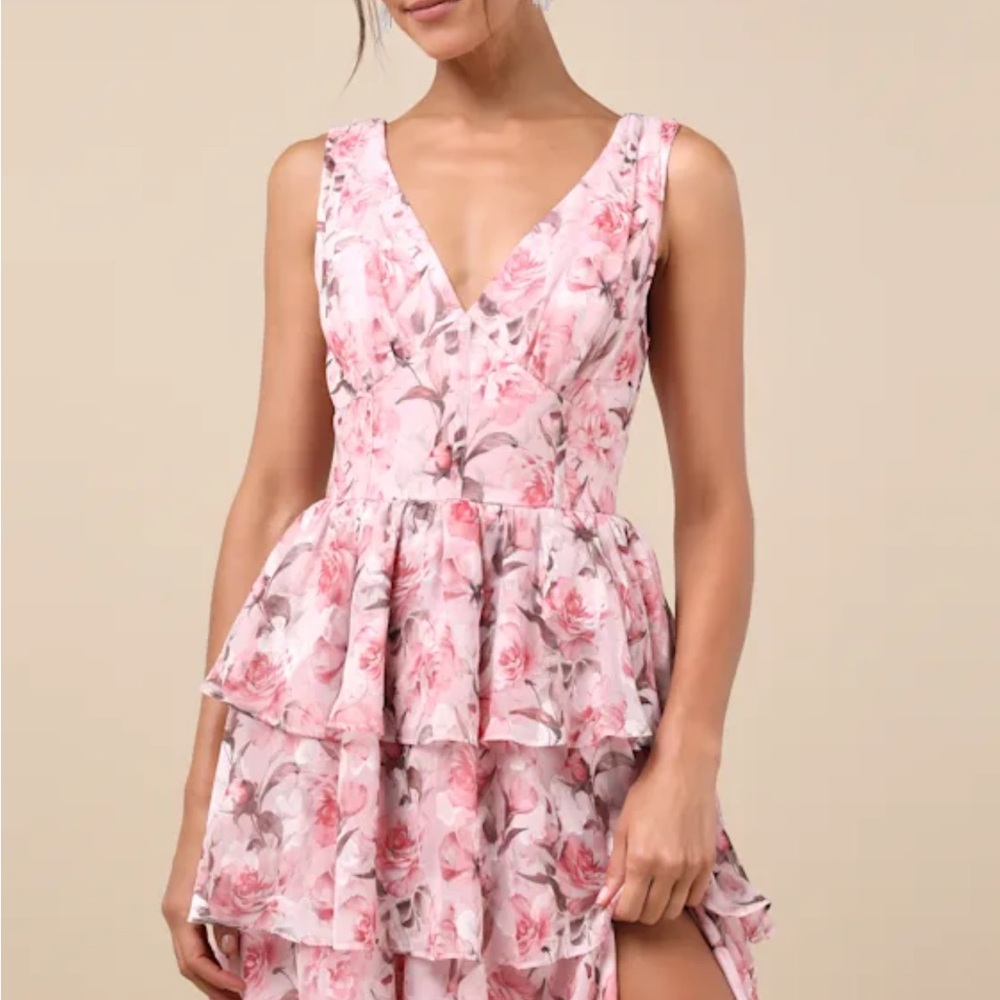Floral Pink Sleeveless Dress
